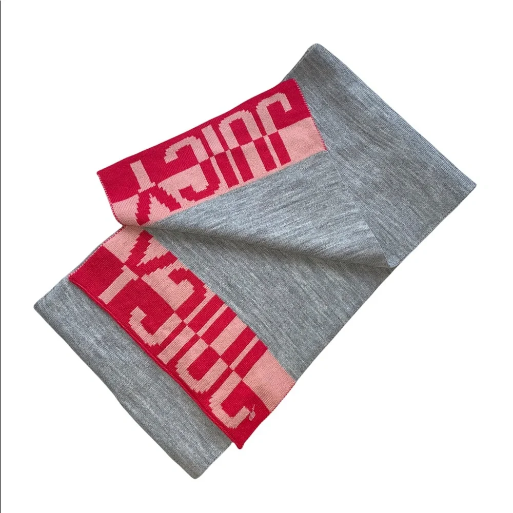 Juicy Couture Gray & Red Logo Scarf